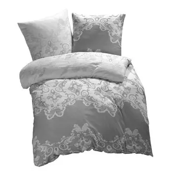 [T] ETREA постельное белье из микрофибры 140х200см + 70х90см - всесезонное постельное белье пододеяльник Emma Ornaments - комплект постельного белья с подушкой 140х200см пододеяльник + 70х90см наволочка микрофибра - OEKOTEX - серебристый Etrea...