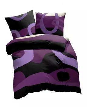 [T] ETREA Renforc постельное белье 140х200см + 40х80см - 100% хлопок - пододеяльник Charles круги естественно мягкий комплект постельного белья с подушкой 140х200см пододеяльник + наволочка 40х80см сливовый, 2 предмета - OEKOTEX Etrea Himmlis...