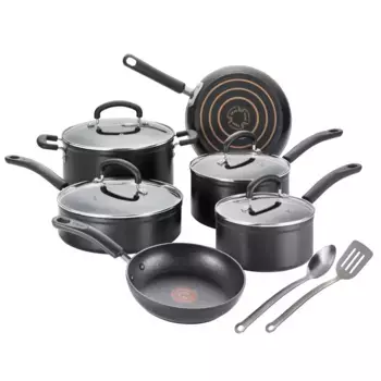 T-fal 12 предметов Expert Forged антипригарный набор посуды черный