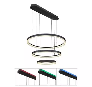 [T] Globo Lighting подвесной светильник металлический черный матовый, металл золотого цвета, алюминий черный матовый, акрил опал, сатинированная отделка, кабель ПВХ черный, регулировка яркости, несколько уровней с помощью настенного выключателя,...