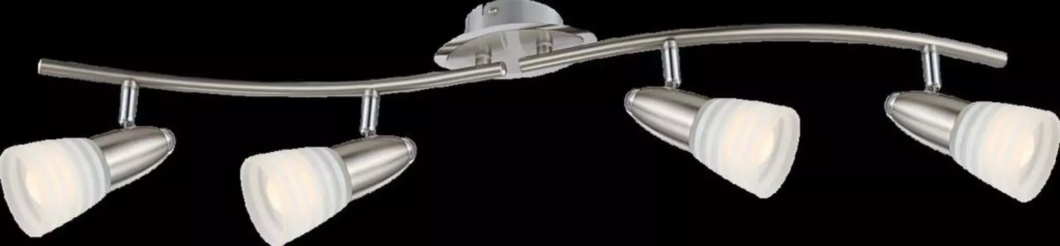 [T] Globo Lighting Светодиодный точечный светильник, хромированный металл, матовый никель, опаловое стекло, сатинированная отделка, подвижный, ДxШxВ: 800x165x160 мм, вкл. 4 светодиода E14 4,9 Вт, 230 В, источник 470 лм, выходная мощность 400 лм,...