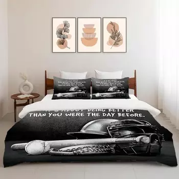 [T] Jerboo Комплект постельного белья для бейсбола Бейсбольный пододеяльник Twin Full Queen King Size Одеяло для детей Взрослых Мужчин Женщин Бейсбольная тема Пододеяльник Декоративный мягкий комплект постельного белья с 2 наволочками jerkboo, B...