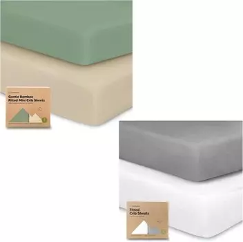 [T] Kea 2 упаковки мини-простыней для кроватки Babies и 2 упаковки органических простыней для кроватки для мальчиков и девочек — комплект простыней для кроватки Pack and Play — простыня для кроватки из трикотажа — органическая простыня для детск...