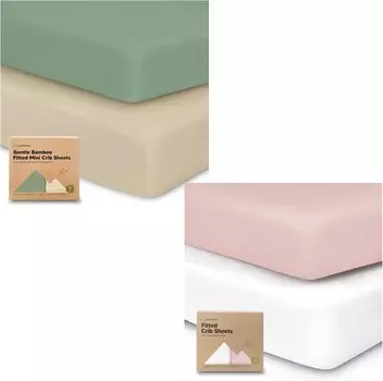 [T] Kea 2 упаковки мини-простыней для кроватки Babies и 2 упаковки органических простыней для кроватки для мальчиков и девочек — комплект простыней для кроватки Pack and Play — простыня для кроватки из трикотажа — органическая простыня для детск...