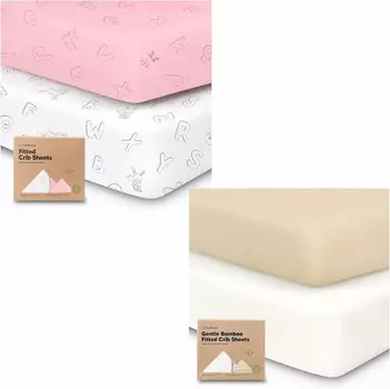 [T] Kea Babies 2 комплекта органических простыней для кроватки для мальчиков и девочек и 2 упаковки простыней для кроватки для мальчиков и девочек - Простыня для кроватки из трикотажа - Органические простыни для детской кроватки нейтрального цве...