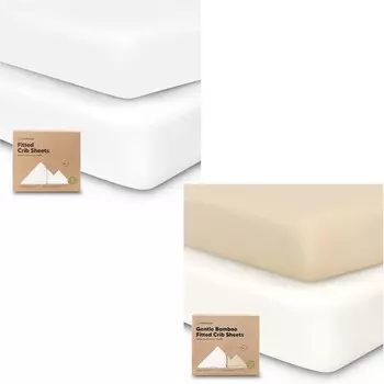 [T] Kea Babies 2 комплекта органических простыней для кроватки для мальчиков и девочек и 2 упаковки простыней для кроватки для мальчиков и девочек - Простыня для кроватки из джерси - Органические простыни для детской кроватки нейтрального цвета...