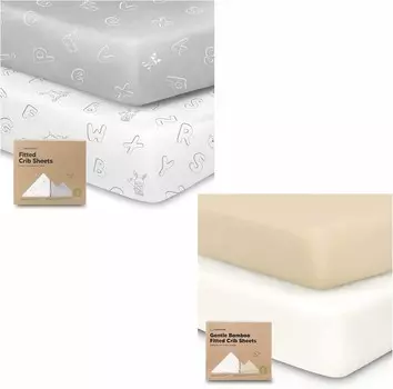 [T] Kea Babies 2 комплекта органических простыней для кроватки для мальчиков и девочек и 2 упаковки простыней для кроватки для мальчиков и девочек - Простыня для кроватки из трикотажа - Органические простыни для детской кроватки нейтрального цве...