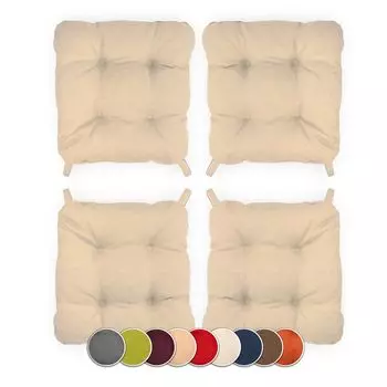 [T] Комплект sunpillow из 4 подушек для стульев 40x40 см, обивочная подушка толщиной 5 см, подушка для стульев/скамек в доме и саду, подушка для сиденья, подушка для сиденья, подушка для стула, садовая подушка, стул для столовой или кухни, корич...