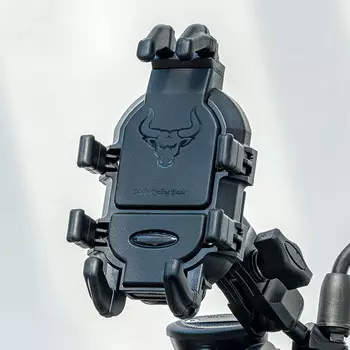 [T] Kuang-Chi Мотоцикл Навигационный кронштейн для мобильного телефона Электромобиль Велосипед Амортизирующий кронштейн Велосипедное оборудование Y-образный амортизирующий держатель для мобильного телефона с головой быка + противоугонная ручка Ч...