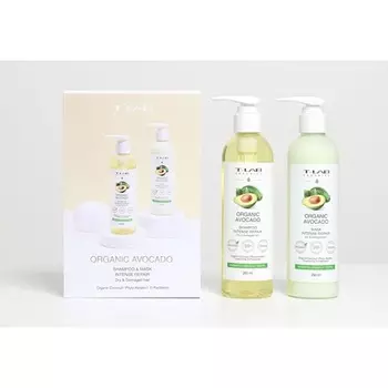 T-LAB PROFESSIONAL Органический шампунь и маска для интенсивного восстановления с авокадо 8,45 унций для сухих и поврежденных волос с натуральными ингредиентами