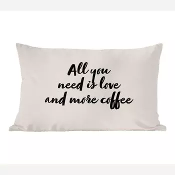 [T] MuchoWow Декоративная подушка Диванная подушка Декоративная подушка для гостиной 60 x 40 см Цитаты - Пословицы - Кофе - Любовь - Все, что вам нужно, это любовь и еще больше кофе - Чехлы на подушки - Декоративные чехлы на подушки - Декоративн...
