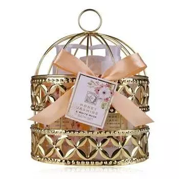 [T] Набор для душа Accentra Женский подарочный набор «МЕДОВЫЙ ЖАСМИН» в красивой проволочной корзине Набор для ухода из трех предметов: гель для душа, лосьон для тела и губка для ванны — подарочный набор Wellness на день рождения и День Святого...