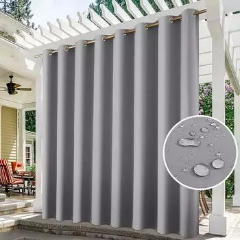 [T] Наружная штора Topchances, устойчивая к атмосферным воздействиям, с люверсами, 4 панели, очень широкая, 254 см x 213 см, водонепроницаемый экран для конфиденциальности, защита от солнца для балкона, патио, крыльца, беседки, садовой беседки,...