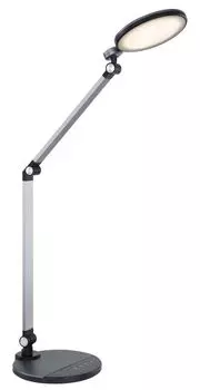 [T] Настольная лампа Globo Lighting, черный пластик, матовый алюминий, сатинированный пластик, сенсорное включение/выключение, регулировка яркости, сенсорный диммер, фиксация цветов, адаптер в комплекте, поворотный/поворотный, 3 соединения, ДхШх...