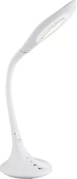[T] Настольная лампа Globo Lighting хромированный металл, белый алюминий, сатинированный пластик, белый ПВХ-кабель, кнопочный переключатель, сенсорное включение/выключение, регулировка яркости, бесступенчатый сенсорный диммер, возможность фиксац...