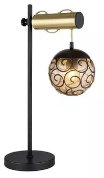 [T] Настольная лампа Globo Lighting металл черный матовый, металл золотого цвета матовый, пластик дымчатого цвета, пластик черный матовый, кабель ПВХ коричневый, кулисный переключатель на кабеле, регулируется по высоте, ДхШхВ: 340х180х550мм, дли...