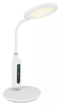 [T] Настольная лампа Globo Lighting пластик белый матовый, хром, пластик сатиновый, силикон белый матовый, кабель ПВХ черный, сенсорное включение/выключение, регулировка яркости, бесступенчатый сенсорный диммер, сенсорный диммер, возможность фик...