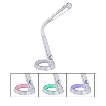 [T] Настольная лампа Globo Lighting пластик серебристый, белый, сенсорное включение/выключение, диммирование, диммер, смена цвета, фиксация цвета, смена цвета RGB, ночник, адаптер вкл., USB-выход, флексография, ночник с RGB, ДxШxВ: 343x183x640 мм , длина