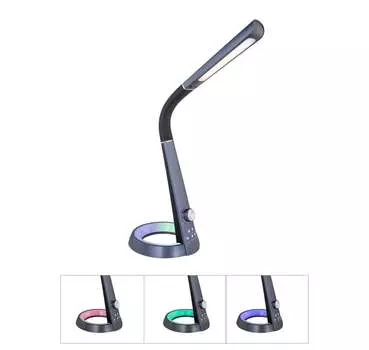 [T] Настольная лампа Globo Lighting, пластик, черный, сенсорное включение/выключение, регулировка яркости, диммер, смена цвета, фиксация цвета, смена цвета RGB, ночник, адаптер вкл., USB-выход, флексография, ночник с RGB, ДxШxВ: 343x183x640 мм,...