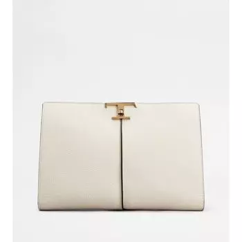 T-образный держатель для документов из кожи среднего размера TOD's, кремовый