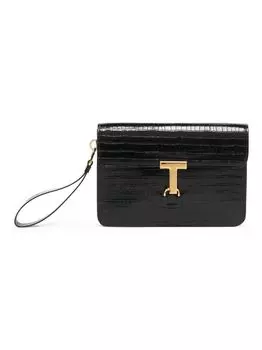 T Pin Glossy Croc - портфель из тисненой кожи Tom Ford, черный