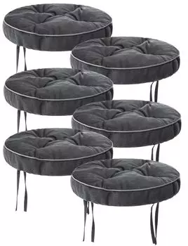 [T] Подушка для стула для столовой SC, мягкая подушка для стула для гостиной Подушка для садового стула, подушка для удобного сиденья, подушка для садового стула, подушка для внутреннего/наружного использования — 6 круглых подушек 38 см — графит...