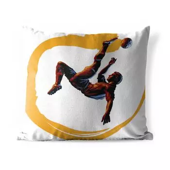 [T] Подушка для улицы MuchoWow - Иллюстрация футболиста, выполняющего удар велосипедом - Мальчики - Девочки - Дети - 60x60 см - Устойчивы к атмосферным воздействиям - Подушки для отдыха - Чехлы для подушек - Декоративные чехлы для подушек - Деко...