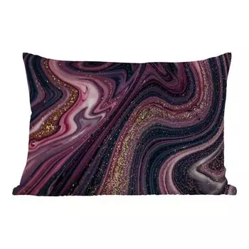 [T] Подушка для улицы MuchoWow - Имитация мрамора - Розовый - Фиолетовый - Золотой - Роскошь - Мрамор - 60x40 см - Устойчивость к атмосферным воздействиям - Подушка для отдыха - Чехлы для подушек - Декоративные чехлы для подушек - Декоративные ч...