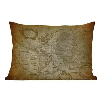 [T] Подушка для улицы MuchoWow - Карта мира - Винтаж - История - Дети - Мальчики - Девочки - 60x40 см - Устойчивость к атмосферным воздействиям - Подушка для отдыха - Чехлы для подушек - Декоративные чехлы для подушек - Декоративные чехлы для по...