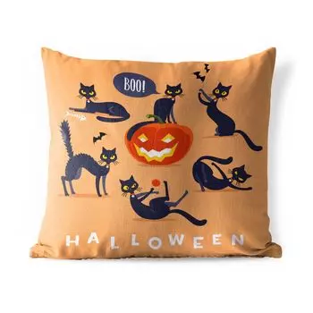 [T] Подушка для улицы MuchoWow - Различные черные кошки как символ Хэллоуина на иллюстрации - 60x60 см - Устойчивы к атмосферным воздействиям - Подушки для отдыха - Чехлы для подушек - Декоративные чехлы для подушек - Декоративные чехлы для поду...