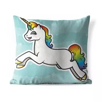[T] Подушка MuchoWow для улицы - Иллюстрация прыгающего единорога - Девочки - Дети - Дети - 45x45 см - Устойчивость к атмосферным воздействиям - Подушки для отдыха - Чехлы для подушек - Декоративные чехлы для подушек - Декоративные чехлы для под...