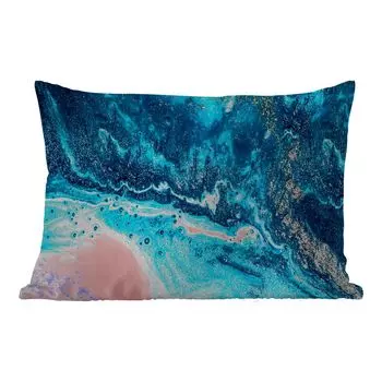 [T] Подушка MuchoWow для улицы - Имитация мрамора - Синий - Золото - Люкс - Блеск - Мрамор - 60x40 см - Устойчивость к атмосферным воздействиям - Подушка для отдыха - Чехлы для подушек - Декоративные чехлы для подушек - Декоративные чехлы для по...