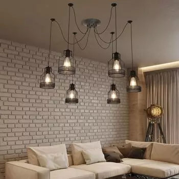 [T] Подвесной светильник Fortuna Lai Lydia, подвесной светильник E27, подвесной светильник в стиле ретро с 6 лампочками, потолочный светильник современного дизайна для обеденного стола, настольная лампа для обеденного стола, лампа для гостиной F...