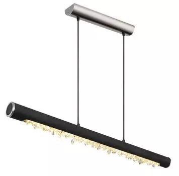 [T] Подвесной светильник Globo Lighting из металла, матовый никель, черное дерево, прозрачные акриловые кристаллы, черный текстильный кабель, несколько уровней с помощью настенного переключателя, ступенчатый переключатель, функция памяти, 100% -...