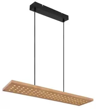 [T] Подвесной светильник Globo Lighting, металл, черный матовый, темно-коричневое дерево, функция памяти, множество светодиодных точек, 3 уровня с помощью настенного выключателя, ДxШxВ: 800x200x1200 мм, вкл. светодиод 40 Вт, 230 В, источник 3200...