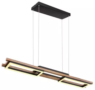 [T] Подвесной светильник Globo Lighting металл черный матовый, МДФ темно-коричневый, металл черный матовый, пластик опал, кабель ПВХ прозрачный, несколько уровней с помощью настенного выключателя, функция памяти, высота может быть уменьшена, уро...