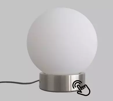 [T] *ПОЛНОСТЬЮ ЗАТЕМЛЯЕМАЯ* Светодиодная настольная лампа из матового никеля с абажуром из сатинового стекла *Giulia* Настольная лампа, прикроватная тумбочка и лампа на подоконнике, вкл. 1 светодиодный модуль мощностью 5 Вт, теплый белый цвет 30...