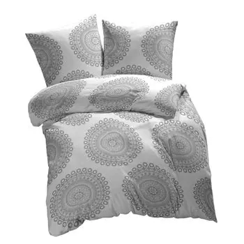 [T] Постельное белье ETREA из микрофибры 135х200см + 80х80см - всесезонное постельное белье, пододеяльник мандала - комплект постельного белья с подушкой 135х200см, пододеяльник + 80х80см, наволочка из микрофибры - Цвет зеленый - серый Etrea H...