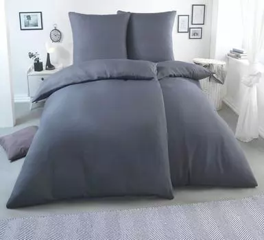 [T] Постельное белье Malika 135x200 4 шт. | Сертифицирован koTex и подходит для аллергиков | Комплект постельного белья с 2 пододеяльниками размером 135 x 200 каждый и наволочками 80 x 80 | современный и качественный, цвет: антрацит, размер: 2x...
