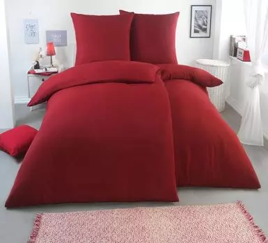 [T] Постельное белье Malika 135x200 4 шт. | Сертифицирован koTex и подходит для аллергиков | Комплект постельного белья с 2 пододеяльниками размером 135 x 200 каждый и наволочками 80 x 80 | современный и качественный, цвет: винно-красный, разме...