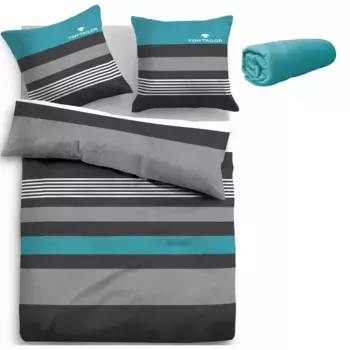 [T] Постельное белье TOM TAILOR "Carl, с качествами Renforc (охлаждающее) и Biber (согревающее), сертифицированное STANDARD 100 by OEKO-TEX, дышащее, плотность 105 г/м, 100 % хлопок, на молнии", (2 шт.), с бесплатным подарком: простыня на подг...