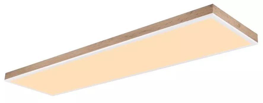 [T] Потолочный светильник Globo Lighting алюминий белый матовый, МДФ под темное дерево, опаловый пластик, регулировка яркости, несколько уровней с помощью настенного выключателя, фиксация цветов, функция памяти, ночник, таймер, пульт дистанционн...