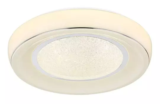 [T] Потолочный светильник Globo Lighting, белый металл, хромированный, пластик опаловый с блестками, пластиковые кристаллы прозрачные, с регулируемой яркостью, цвета могут быть фиксированными, ночник, пульт дистанционного управления, батарейки в...
