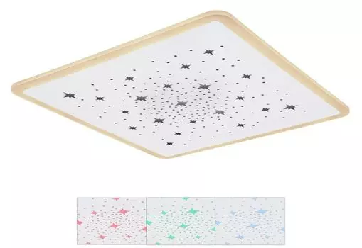 [T] Потолочный светильник Globo Lighting, белый металл, пластик белый, с регулировкой яркости, смена цвета, возможность фиксации цвета, функция памяти, ночник, пульт дистанционного управления, батарейка 2x AAA в комплекте, абажур со звездочкой,...