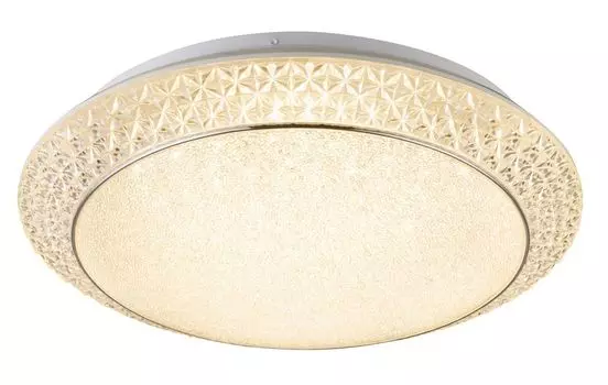 [T] Потолочный светильник Globo Lighting, белый металл, сатиновый акрил, прозрачные пластиковые кристаллы, регулировка яркости, несколько уровней с помощью настенного выключателя, фиксация цветов, функция памяти, ночник, пульт дистанционного упр...