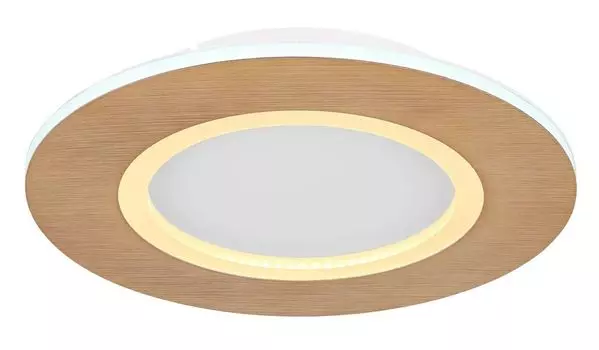 [T] Потолочный светильник Globo Lighting, белый металл, имитация дерева, акрил опал, : 300 мм, высота: 50 мм, вкл. светодиод 23,4 Вт, 230 В, источник 2550 лм, выходная мощность 1370 лм, CCT 2700-6500K, дополнительные данные: внутренние светодио...