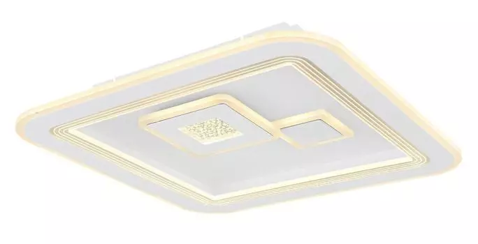 [T] Потолочный светильник Globo Lighting белый металл, хромированный пластик, опаловый акрил, прозрачный акрил, регулируемая яркость, возможность фиксации цвета, функция памяти, ночник, пульт дистанционного управления, батарейка в комплекте 2x A...