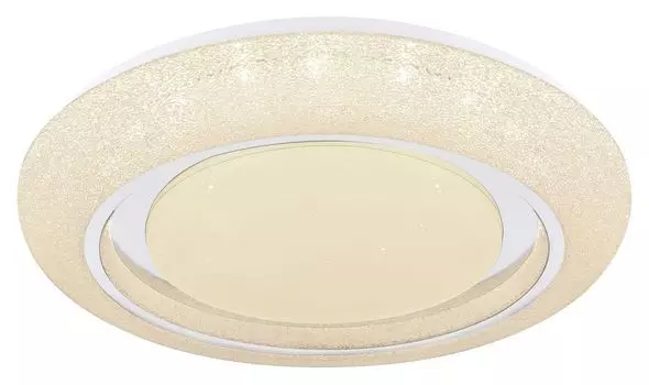 [T] Потолочный светильник Globo Lighting, белый металл, акрил опаловый блеск, хромированное кольцо, регулировка яркости, возможность фиксации цвета, SmartLight, приложение, функция памяти, ночник, пульт дистанционного управления, батарейка 2x AA...