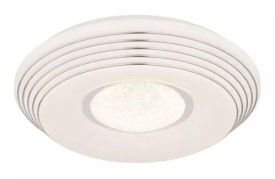 [T] Потолочный светильник Globo Lighting, белый металл, акрил опаловый блеск, прозрачные пластиковые кристаллы, хромированное кольцо, регулировка яркости, несколько уровней с помощью настенного выключателя, фиксация цветов, функция памяти, ночни...