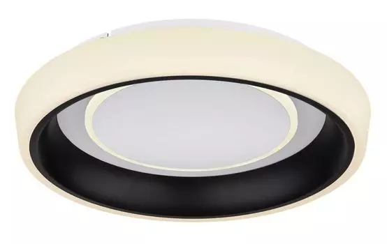 [T] Потолочный светильник Globo Lighting черный матовый металл, черный акрил, опал, регулировка яркости, несколько уровней с помощью настенного выключателя, фиксация цвета, функция памяти, ночник, пульт дистанционного управления, батарейки в ком...